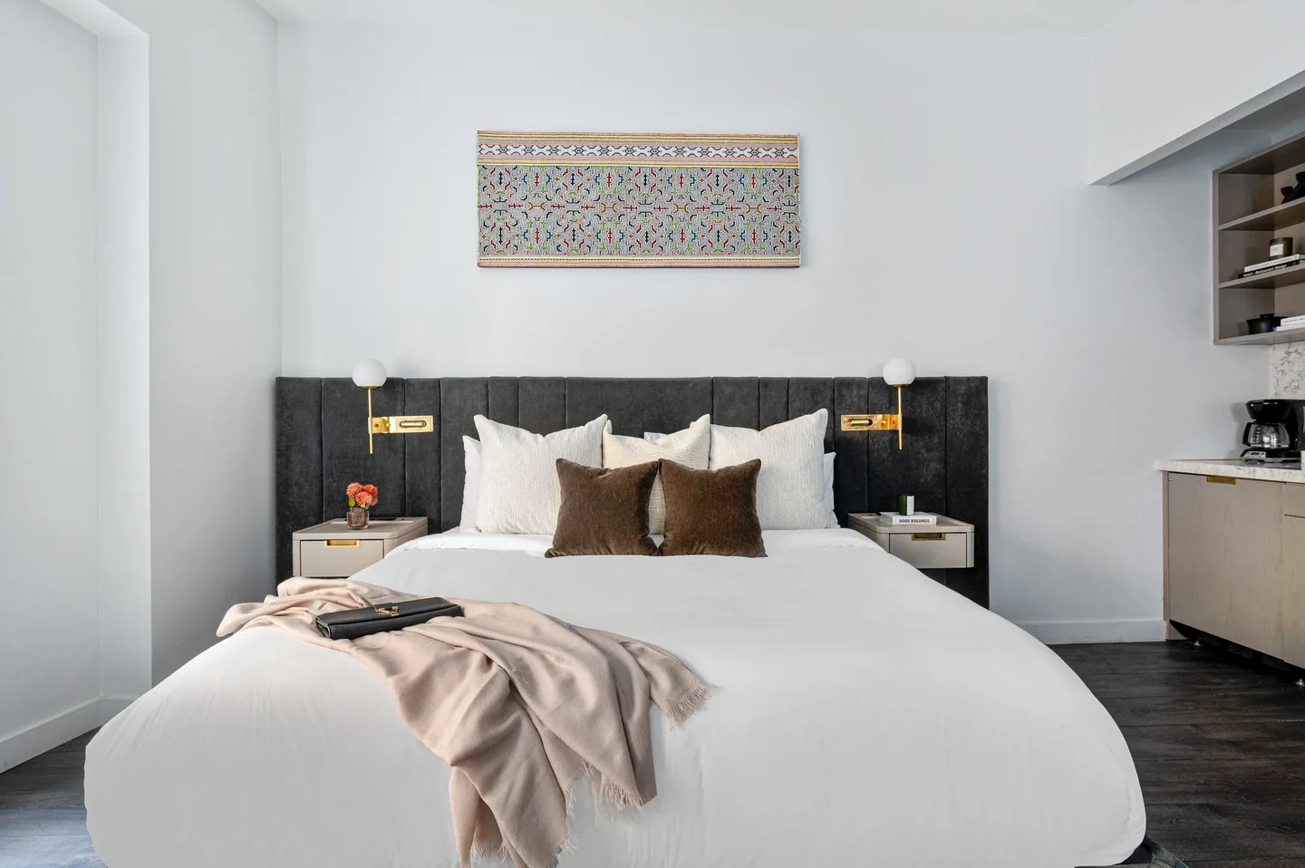 Bedroom — Premier King Studio Apartment — 17John, Financial District