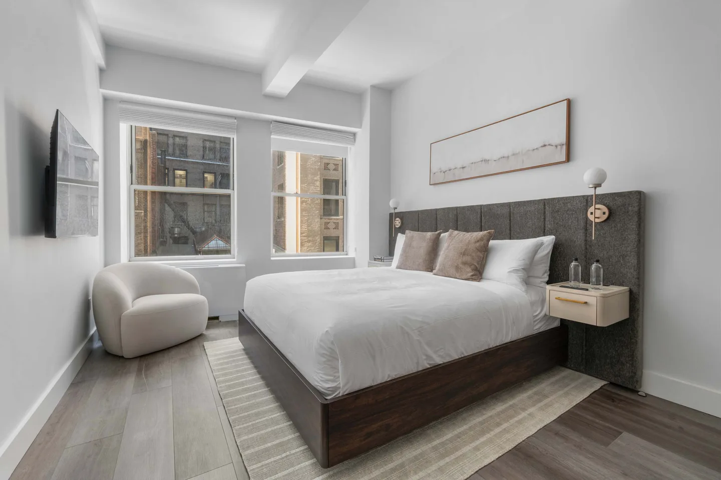Bedroom — Signature King Studio Apartment — 17John, Financial District
